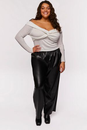 CREAM Plus Size Twisted Off-the-Shoulder Top, image 3