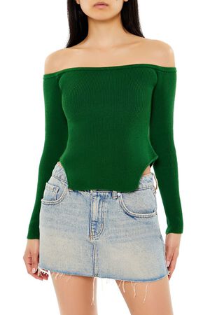 EGRET Off-the-Shoulder Cutout-Hem Sweater, image 1
