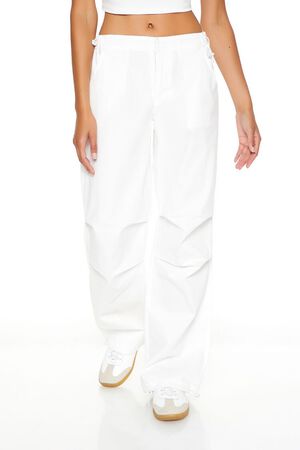 WHITE Twill Toggle Drawstring Joggers, image 2