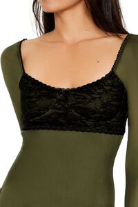 OLIVINE /BLACK Lace & Mesh Combo Mini Dress, image 5