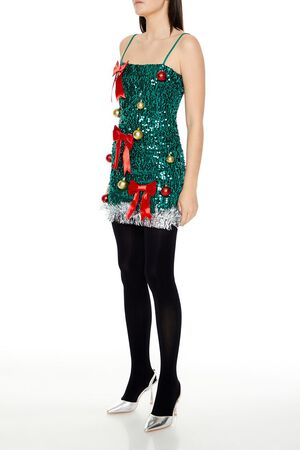 GREEN/MULTI Sequin Christmas Tree Dress, image 3