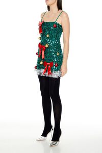 GREEN/MULTI Sequin Christmas Tree Dress, image 3