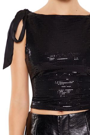 WHITE Sequin Bow Crop Top, image 3