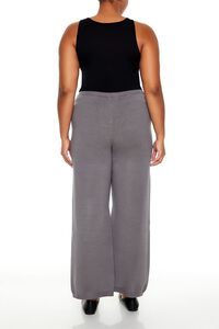 DARK GREY Plus Size Sweater-Knit Wide Pants, image 4
