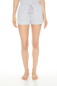 HEATHER GREY/WHITE Piped-Trim Pajama Shorts, image 5