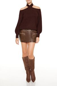 TURKISH COFFEE Crisscross Off-the-Shoulder Sweater, image 2