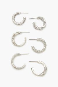 SILVER/CLEAR Twisted Rhinestone Hoop Earring Set, image 2