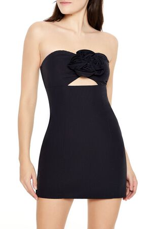 BLACK Rosette Strapless Mini Dress, image 2