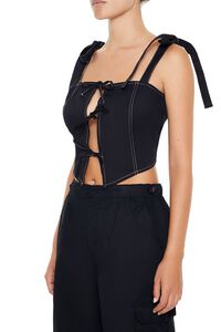 BLACK Cropped Cutout Bow Bustier Top, image 4