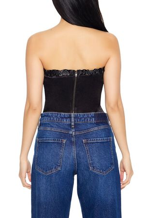 BLACK Satin Corset Bow Tube Top, image 3