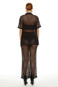 BLACK Sheer Crochet Shirt & Pants Set, image 3