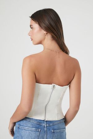 WHITE Denim Bustier Tube Top, image 3