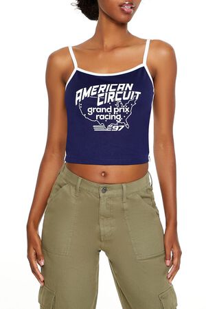 NAVY/WHITE American Circuit Cropped Cami, image 1