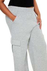 HEATHER GREY Plus Size Mid-Rise Cargo Sweatpants, image 5