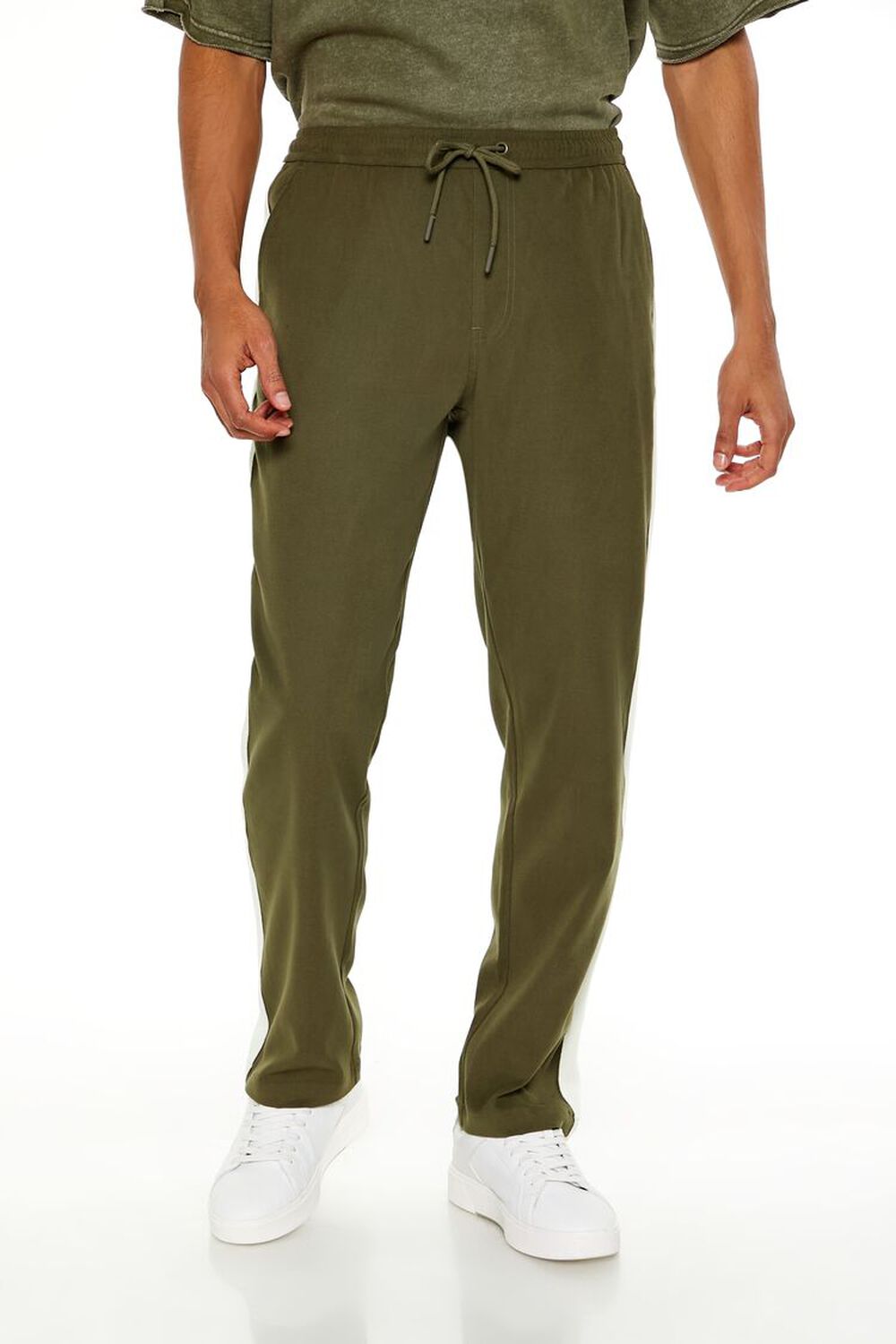 OLIVE/CREAM Striped Drawstring Pants, image 2