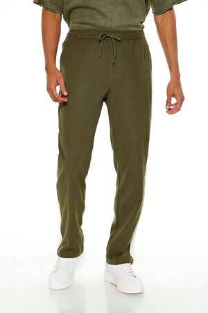 OLIVE/CREAM Striped Drawstring Pants, image 2