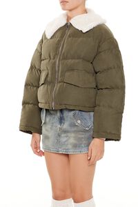 OLIVE Faux Leather Puffer Jacket, image 4