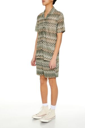 OLIVE/MULTI Multi Zigzag Drawstring Shorts, image 3