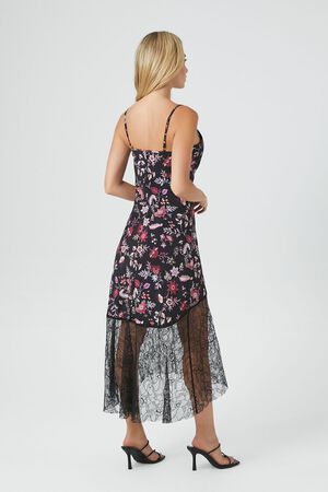 BLACK/PINK Ditsy Floral Midi Slip Dress, image 3