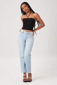BLACK Sweater-Knit Halter Crop Top, image 4