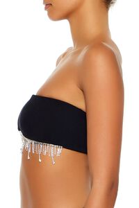 BLACK/SILVER Seamless Rhinestone Fringe Bralette, image 4