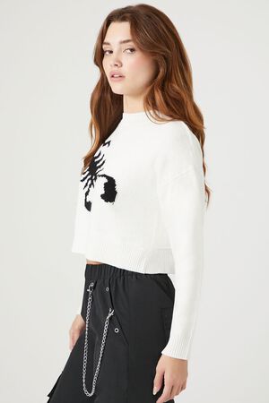 BLACK/MULTI Scorpion Cropped Sweater, image 2