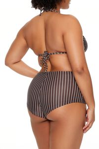 DARK BROWN/WHITE Plus Size Pinstriped Bikini Bottoms, image 5