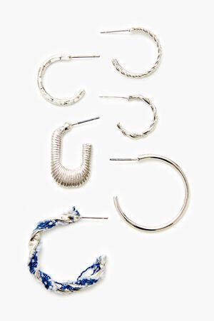 SILVER Twisted String Hoop Earring Set, image 3