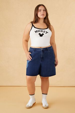 WHITE/BLACK Plus Size Disney Mickey Sweater-Knit Cami, image 2