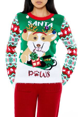 GREEN/MULTI Santa Paws Fair Isle Sweater, image 1