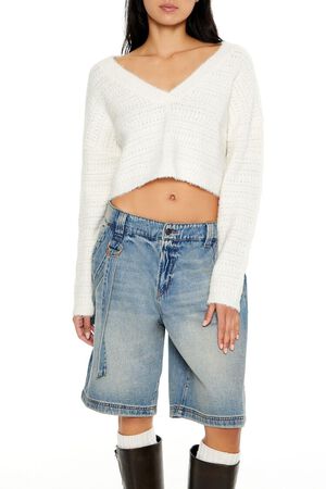 OLIVINE  Crossover Mock Wrap Sweater, image 1