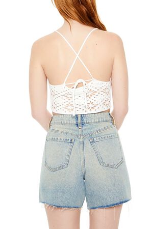 WHITE Cropped Crochet Flower Cami, image 3