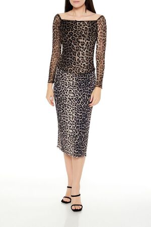 LEOPARD Leopard Print Square-Neck Top, image 2