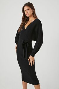 BLACK Sweater Midi Wrap Dress, image 3