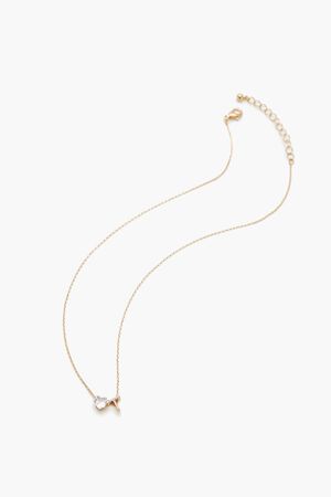 GOLD/T Faux Gem Initial Charm Necklace, image 3