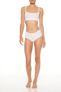 PINK/MULTI Seamless Plaid Bow Shortie Panties, image 1