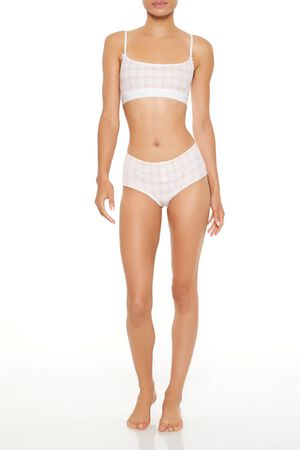 PINK/MULTI Seamless Plaid Bow Shortie Panties, image 1