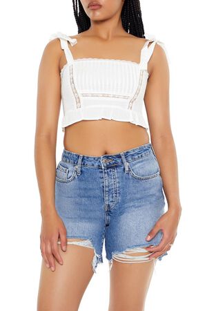 WHITE Tie-Strap Flounce Crop Top, image 1