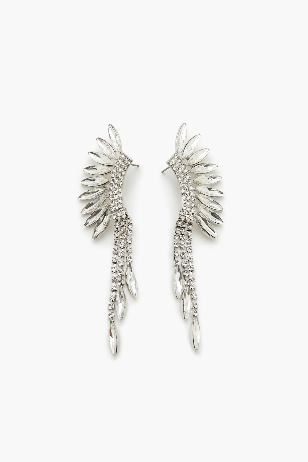 SILVER/CLEAR Rhinestone Box Chain Ear Crawlers, image 1
