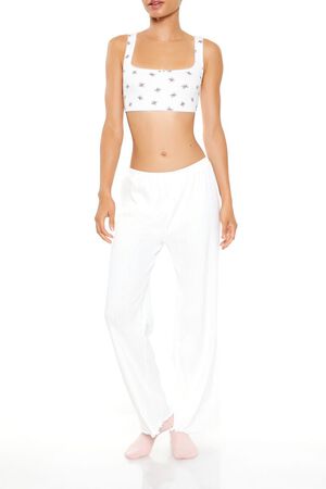 VANILLA/MULTI Rosette Bow Longline Bralette, image 2