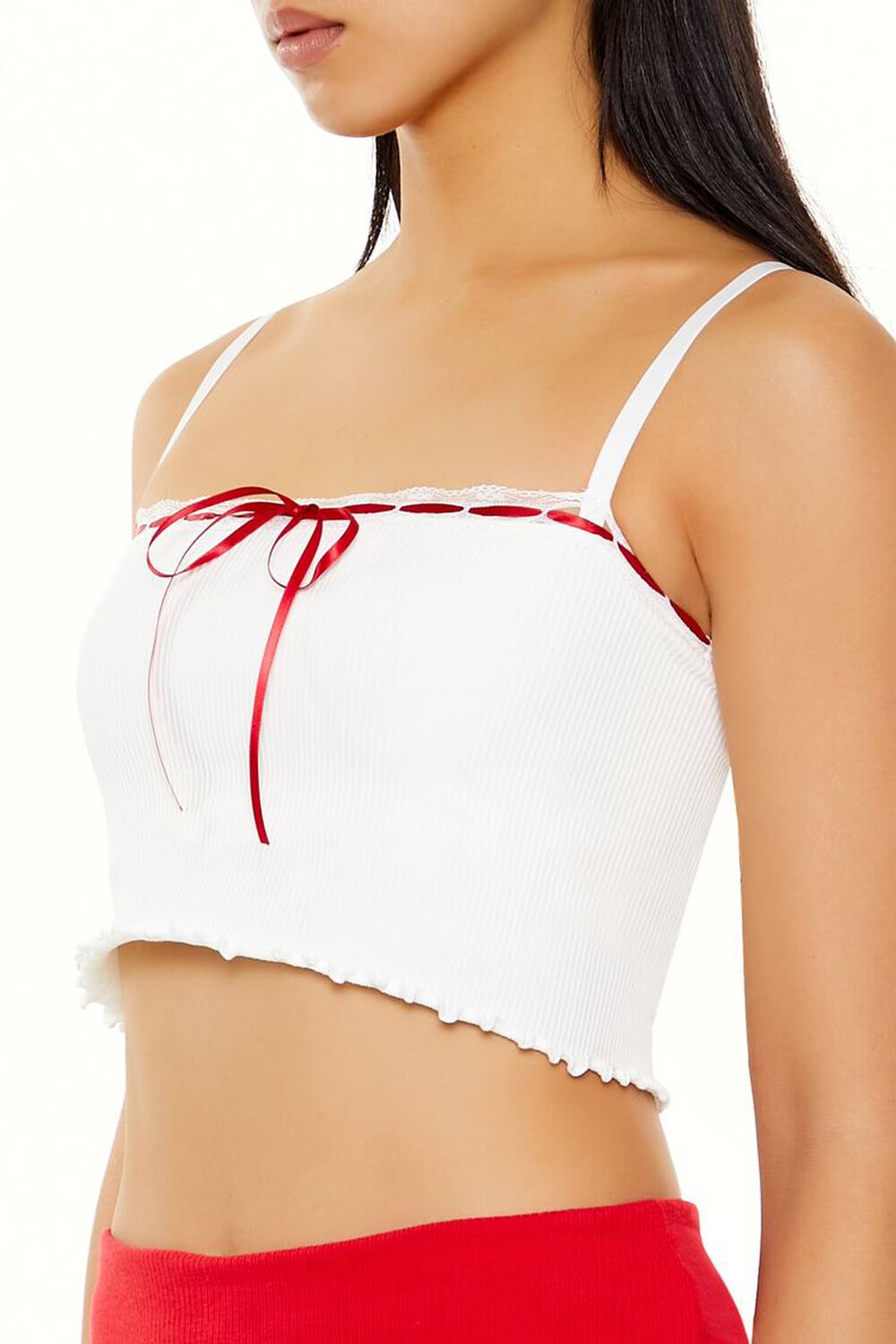 WHITE/RED Seamless Bow Bralette, image 3