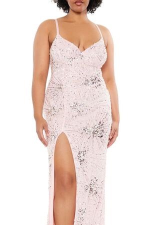 PETAL PINK Plus Size Sequin Beaded Maxi Dress, image 2