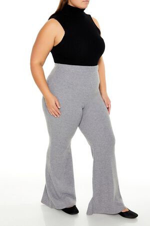 GREY Plus Size Ribbed Flare Pants, image 3