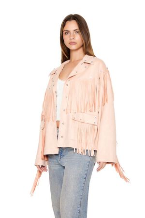 ADOBE ROSE Fringe Faux Suede & Gem Jacket, image 2
