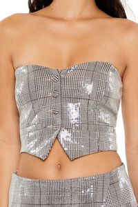GREY/MULTI Glen Plaid Cropped Tube Top, image 3