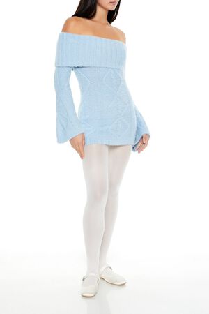 STONE BLUE Off-the-Shoulder Mini Sweater Dress, image 3
