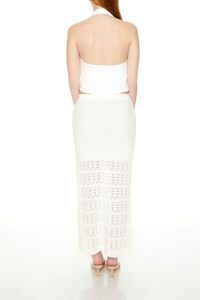 WHITE Pointelle Sweater-Knit Maxi Skirt, image 3