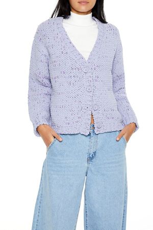 PURPLE/MULTI Marled Cardigan Sweater, image 1