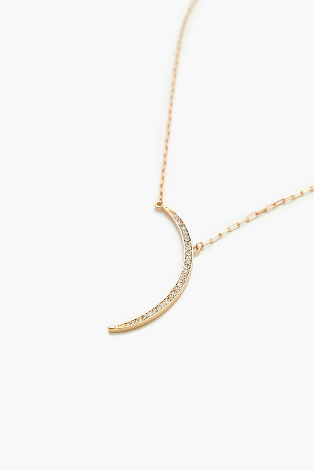 GOLD/CLEAR Rhinestone Crescent Moon Necklace, image 2