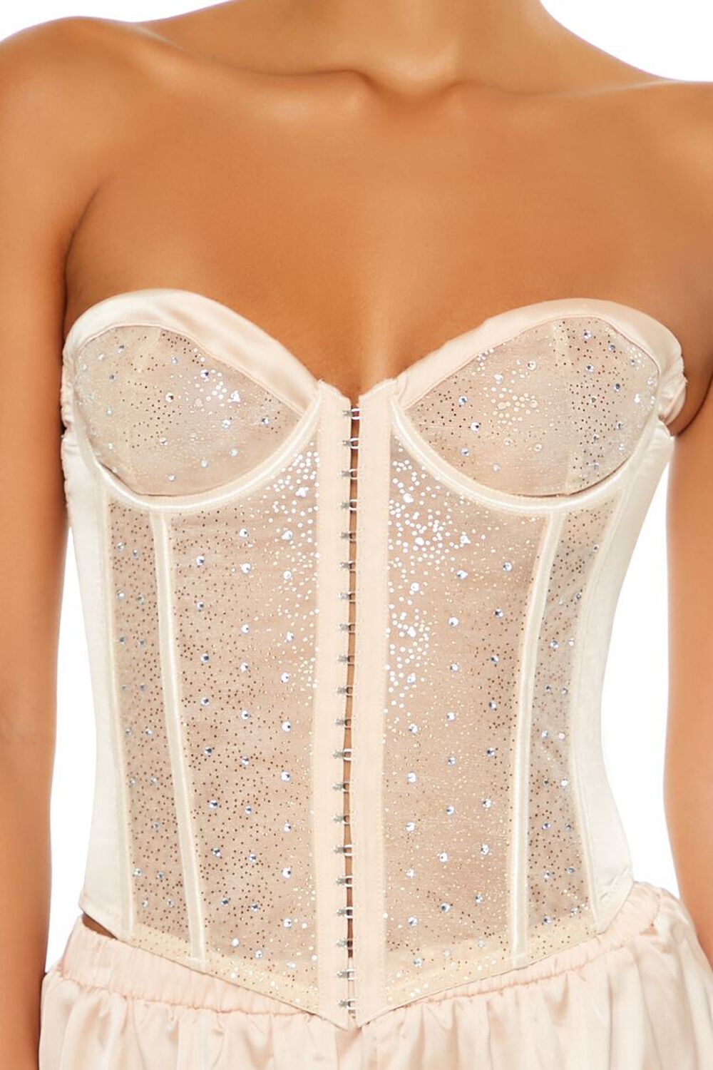CHAMPAGNE Rhinestone Lingerie Corset Tube Top, image 2